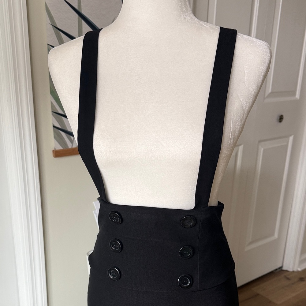 Wet Seal Black Pencil Skirt with Suspenders - Picture 3 of 8